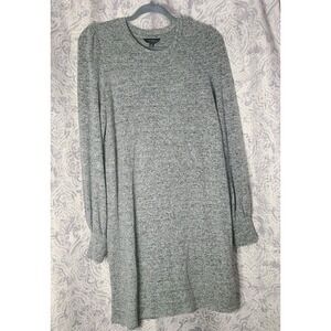 Lucky Brand Dress Sz SP Long Sleeve Mini Sweater Heather Grey Puff Shoulder